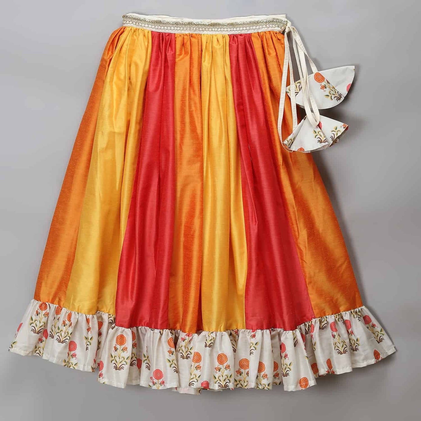 ORANGE YELLOW FRILL ORGANZA LEHENGA SET