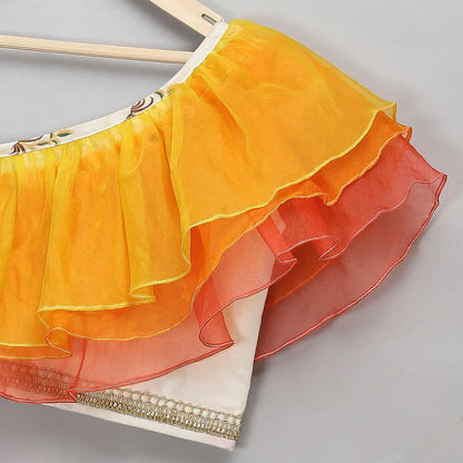 ORANGE YELLOW FRILL ORGANZA LEHENGA SET