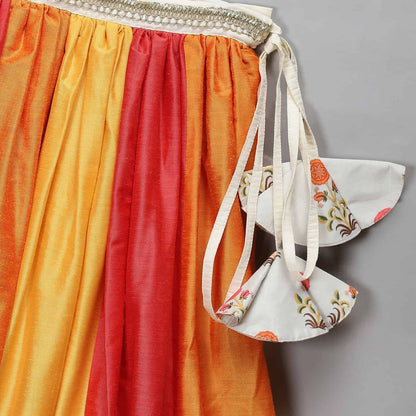 ORANGE YELLOW FRILL ORGANZA LEHENGA SET