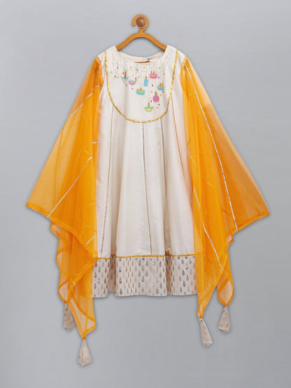 COLORFUL DIWALI ELEMENTS EMBROIDERED CAPE ANARKALI