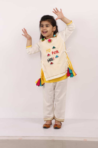 MY FIRST HOLI EMBROIDERED KURTA PYJAM