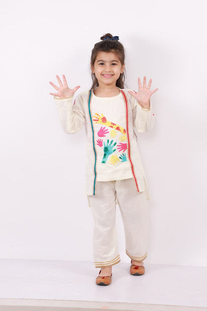 COLORFUL HOLI HANDS EMBROIDERED KURTA PYJAMA