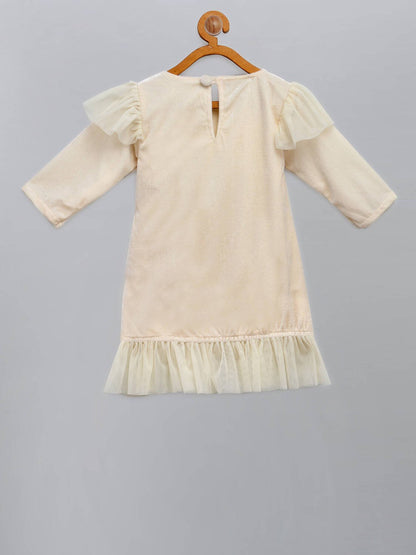 OFF WHITE  VELVET MERRY CHRISTMAS  DRESS