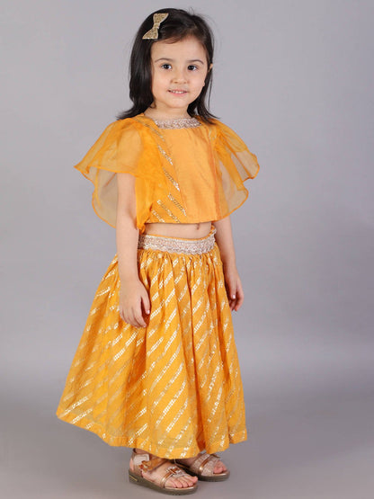 ORANGE ZARI ORGANZA BLOUSE  WITH COTTON ZARI LEHENGA