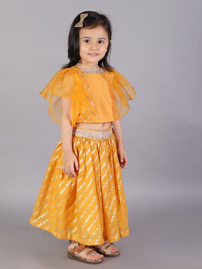 ORANGE ZARI ORGANZA BLOUSE  WITH COTTON ZARI LEHENGA