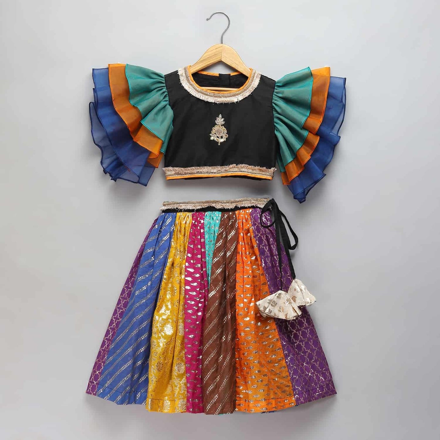 BLACK MULTI COLORS LEHENGA SET