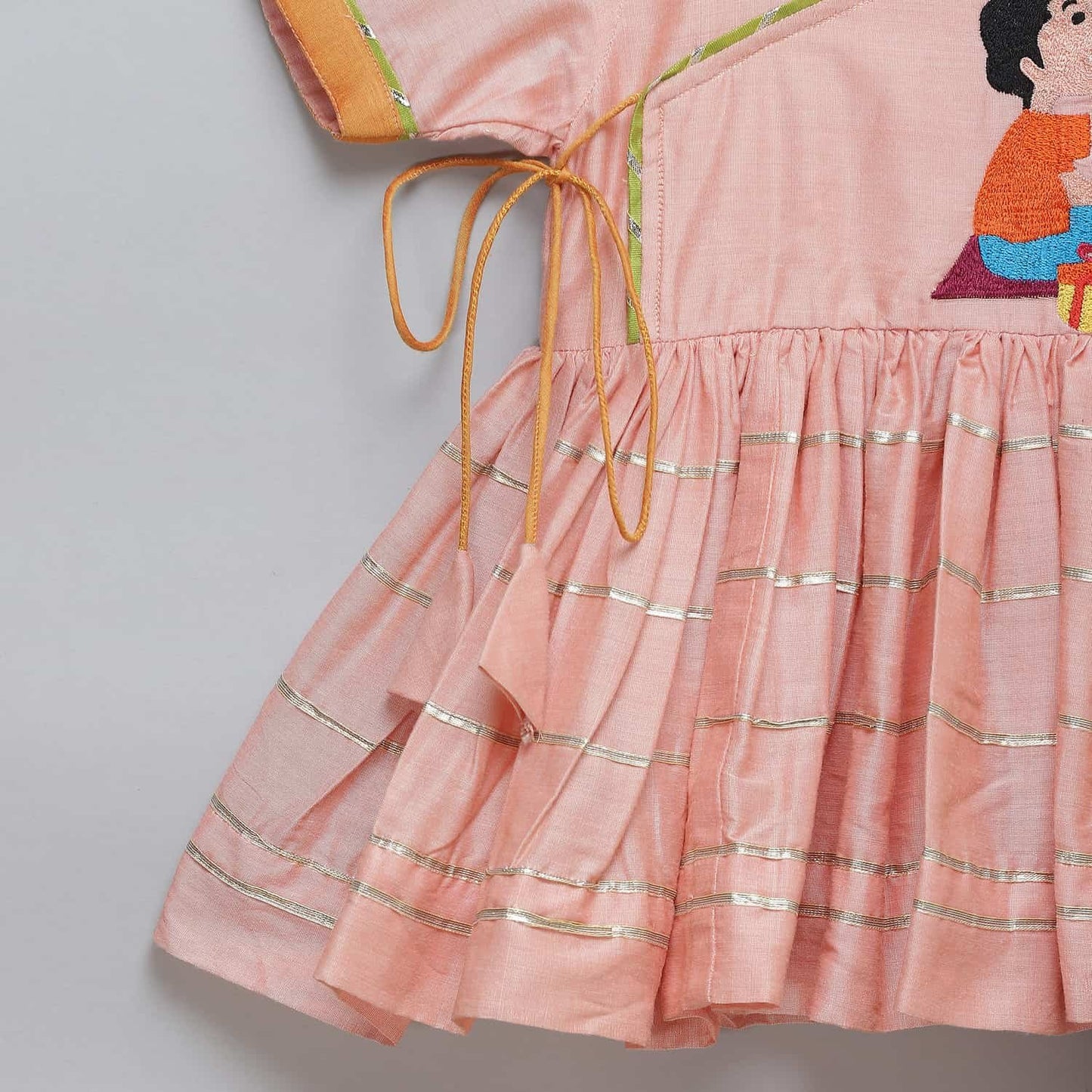 BROTHER SISTER PEACH EMBROIDERED DHOTI SET