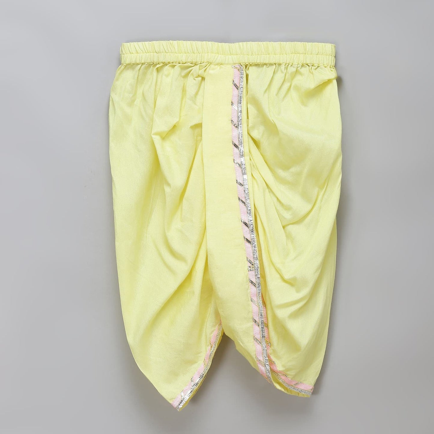 GANPATI EMBROIDERED PINK YELLOW DHOTI SET