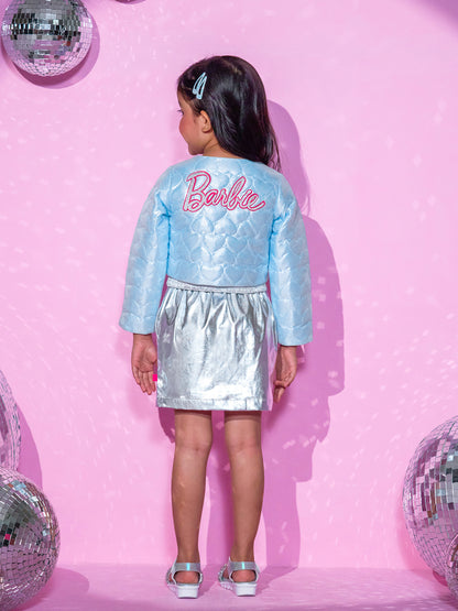 Girls Blue Shimmer Barbie Rockstar Shrug