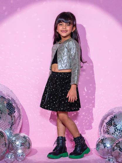 Girls Silver Shrug and Skirt with Bustier Barbie Co-ordinate set