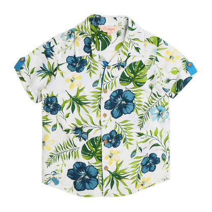 Sassy Boho Boys Green Printed Shirt from the sibling collection