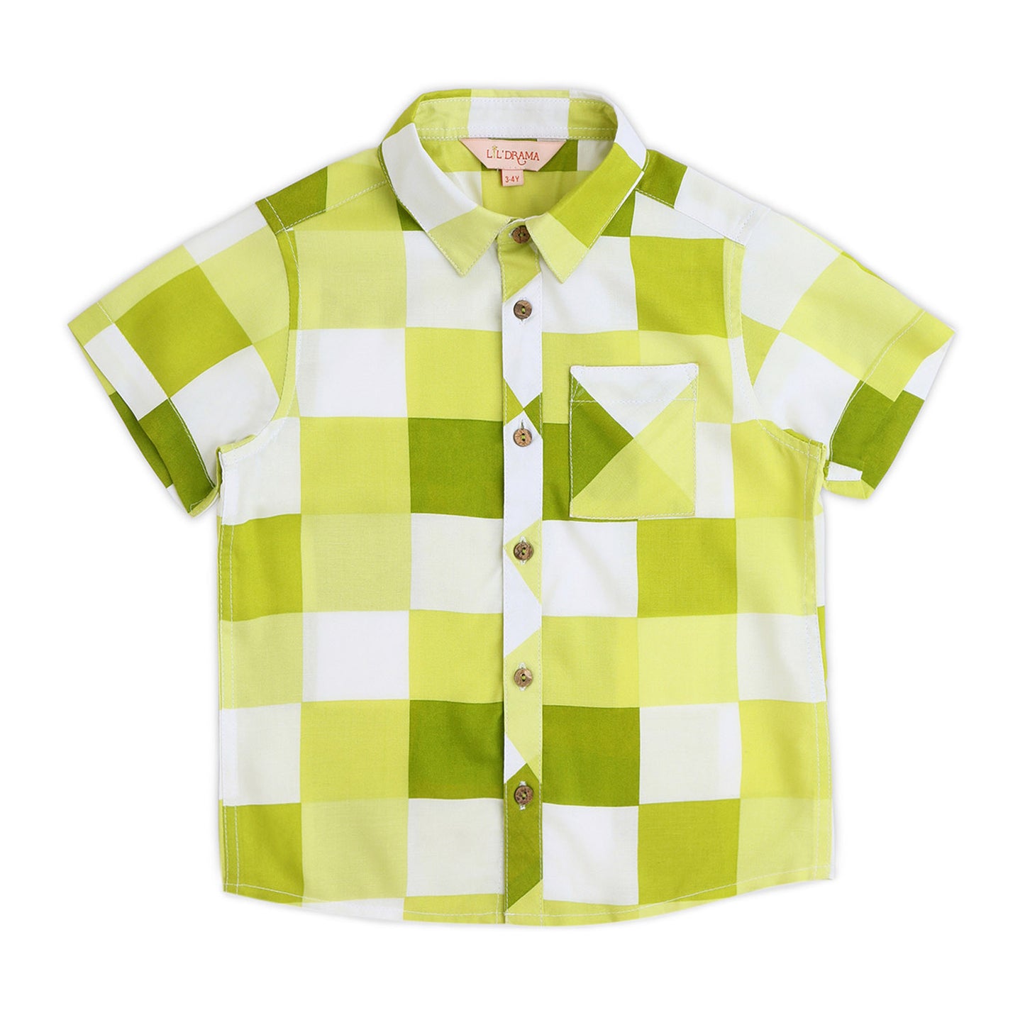 Sassy Boho Boys Green Printed Shirt from the sibling collection