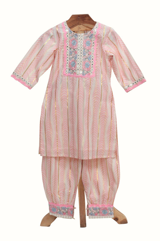 PINK COTTON KURTA SET