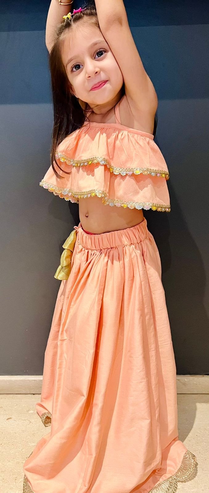 PEACH EMBROIDED LEHENGA CHOLI