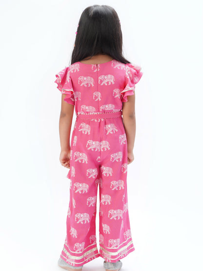 Trunk Tales Girls Pink Flutter Sleeve Jumper