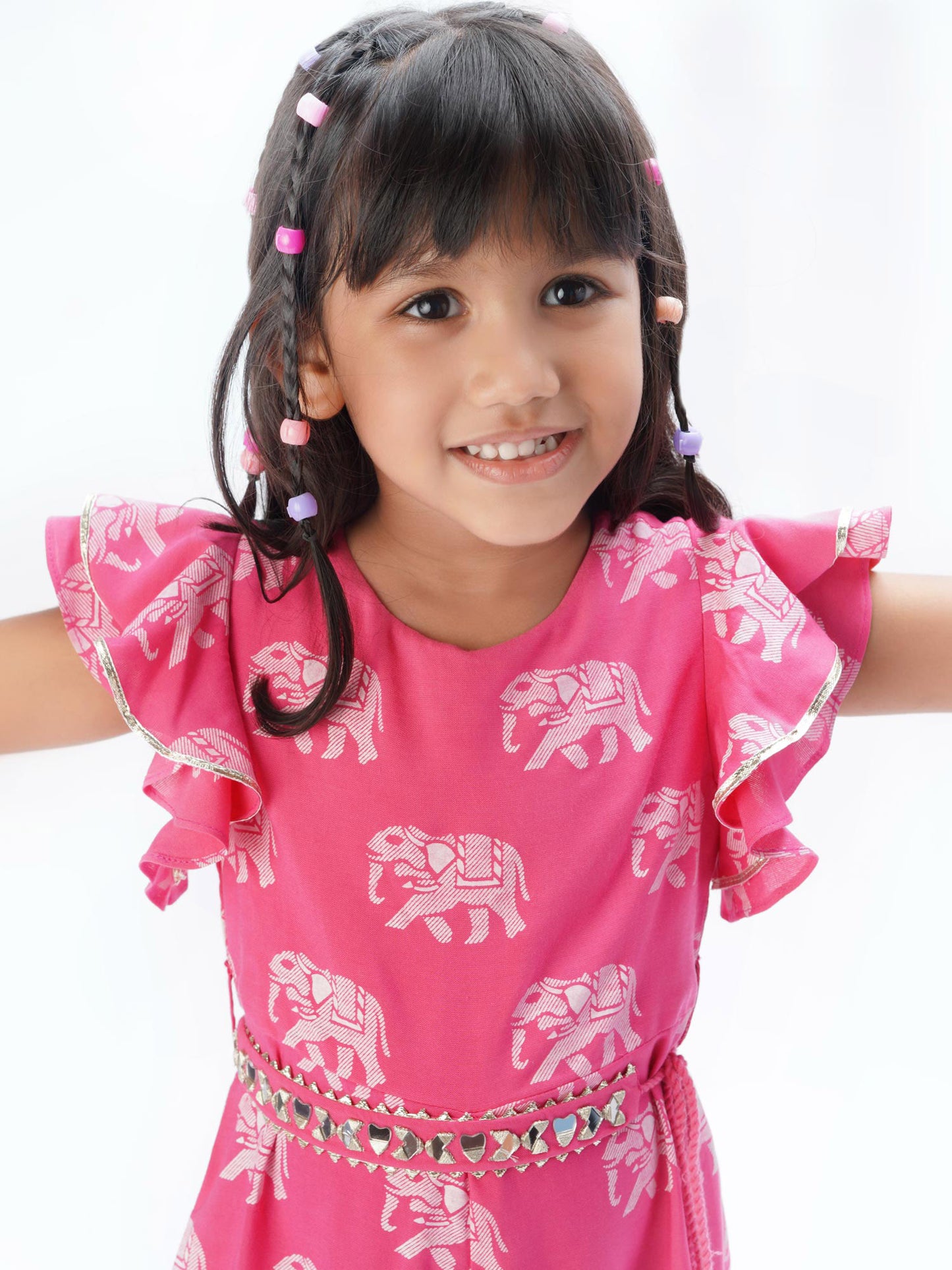 Trunk Tales Girls Pink Flutter Sleeve Jumper