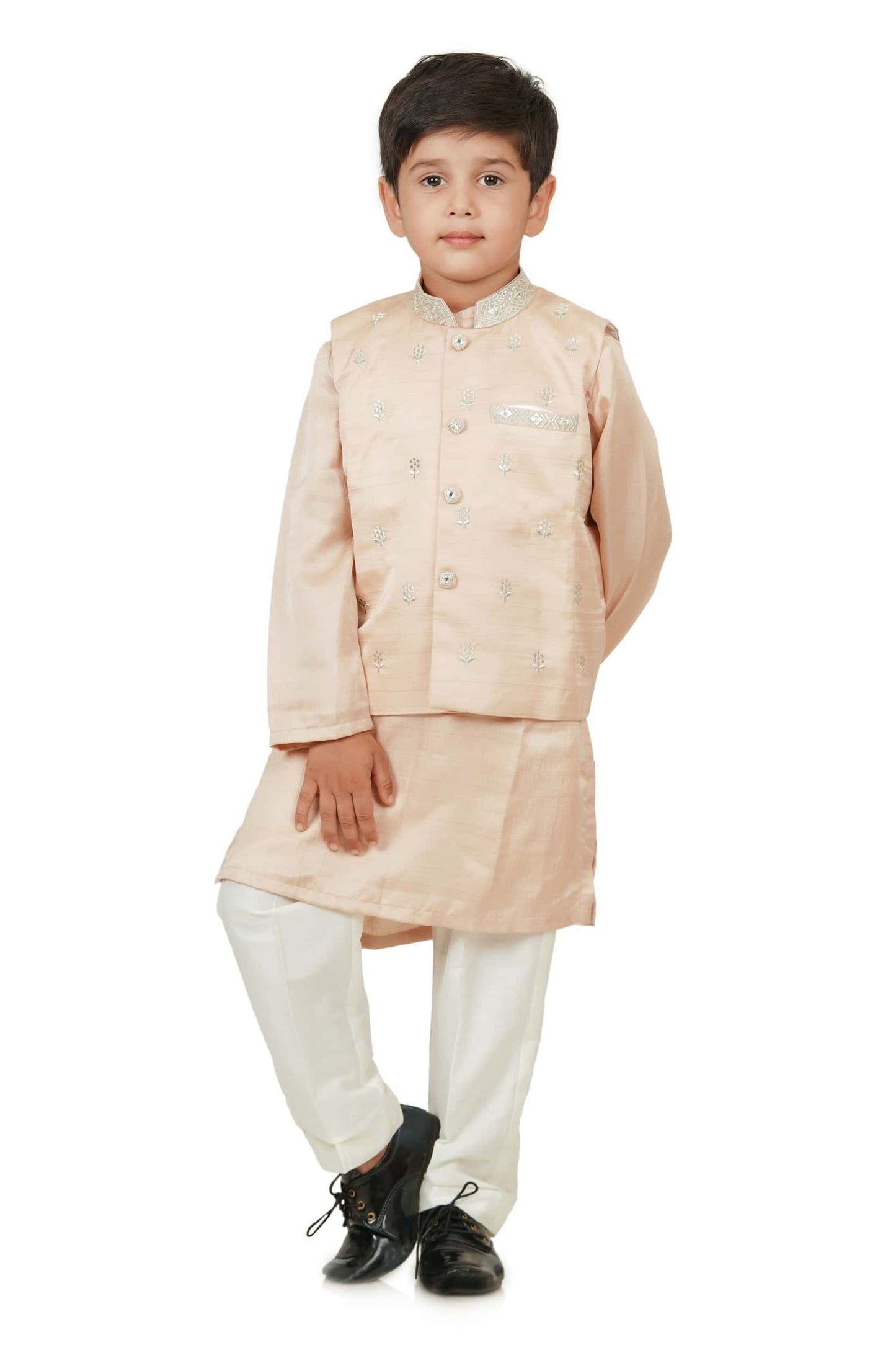 PASTEL PEACH KURTA JACKET SET