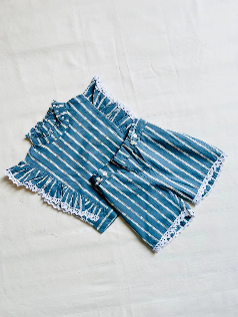 BLUE GRAY STRIPED CO-ORD SET