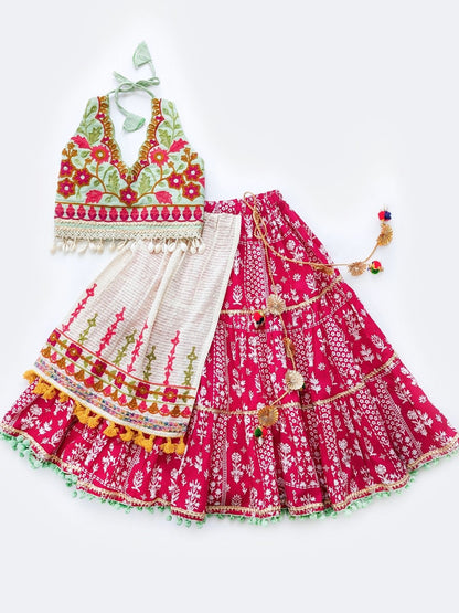 Halemons Baby Girls Pure Cotton Sleeveless Festive Lehenga Choli