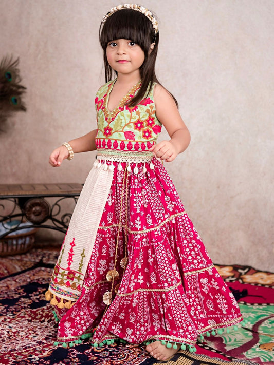 Halemons Baby Girls Pure Cotton Sleeveless Festive Lehenga Choli