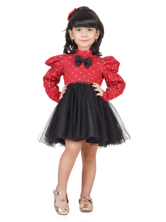 RED AND BLACK POLKA FROCK