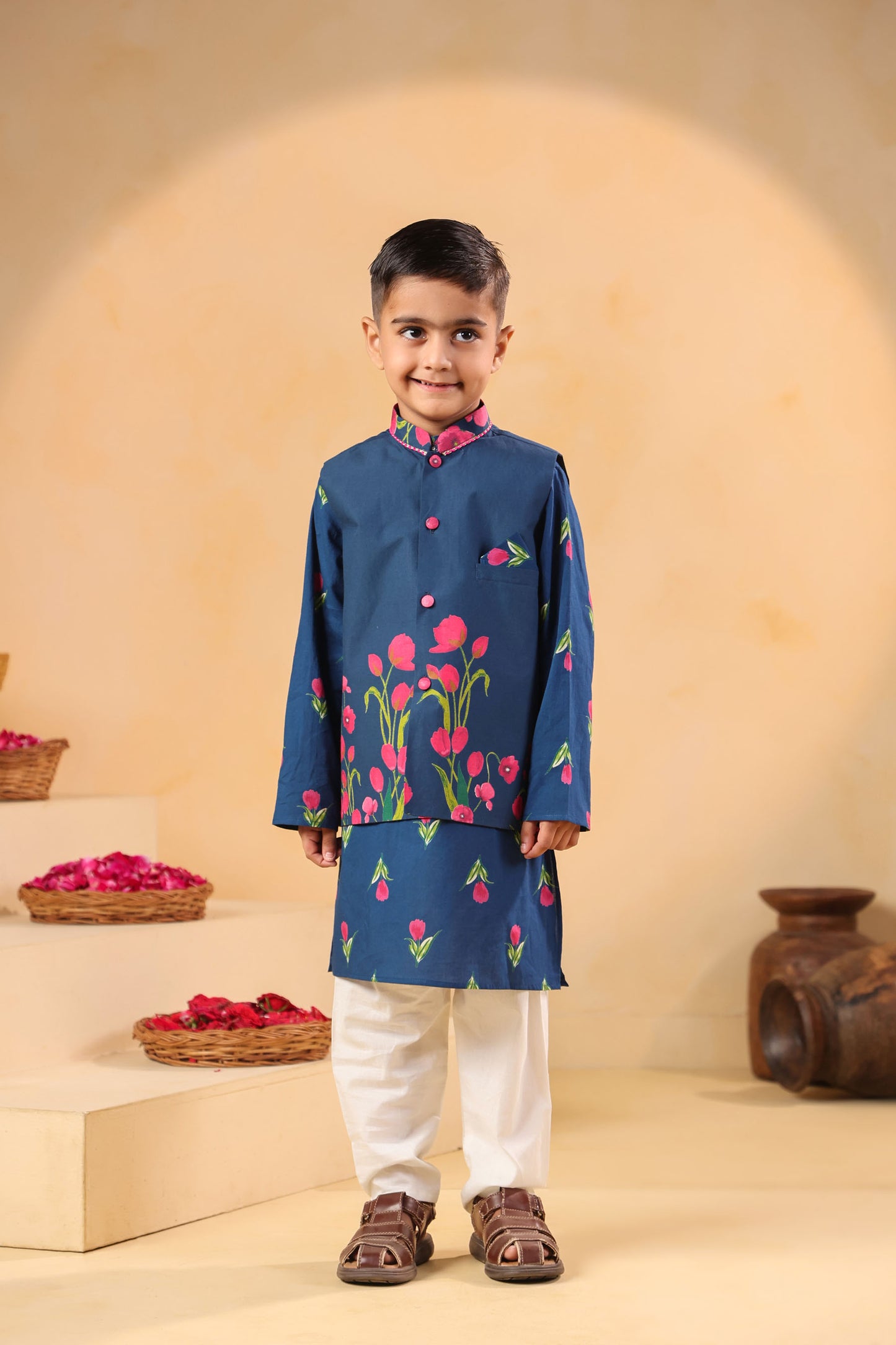 BOY GENDA PHOOL BANDI SET- TEAL BLUE