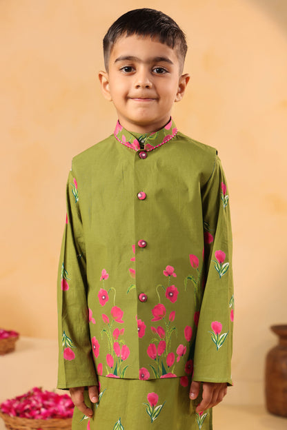 BOY GENDA PHOOL BANDI SET- MEHANDI GREEN