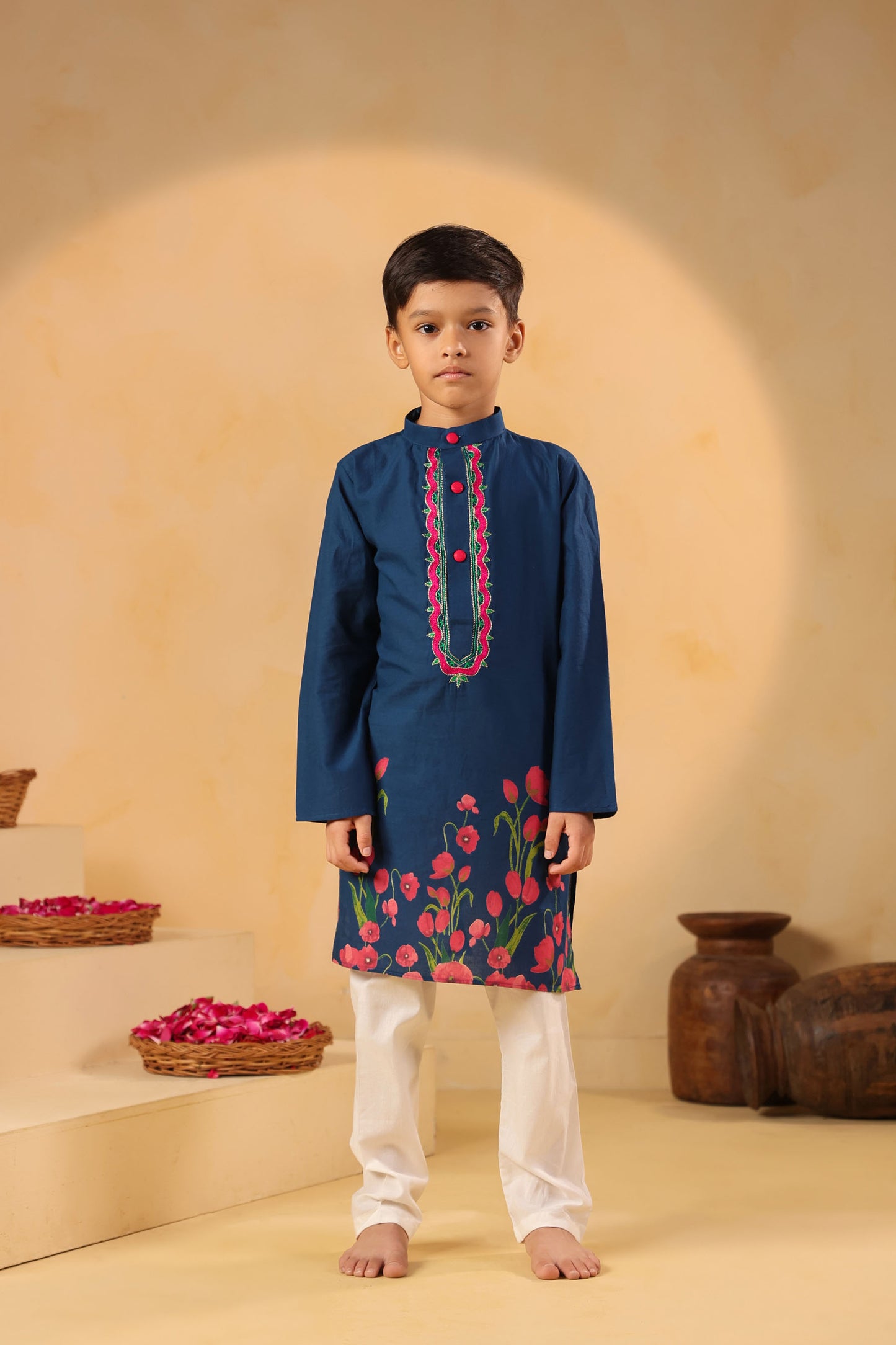 BOY 2 PC GULABO KURTA SET - TEAL BLUE