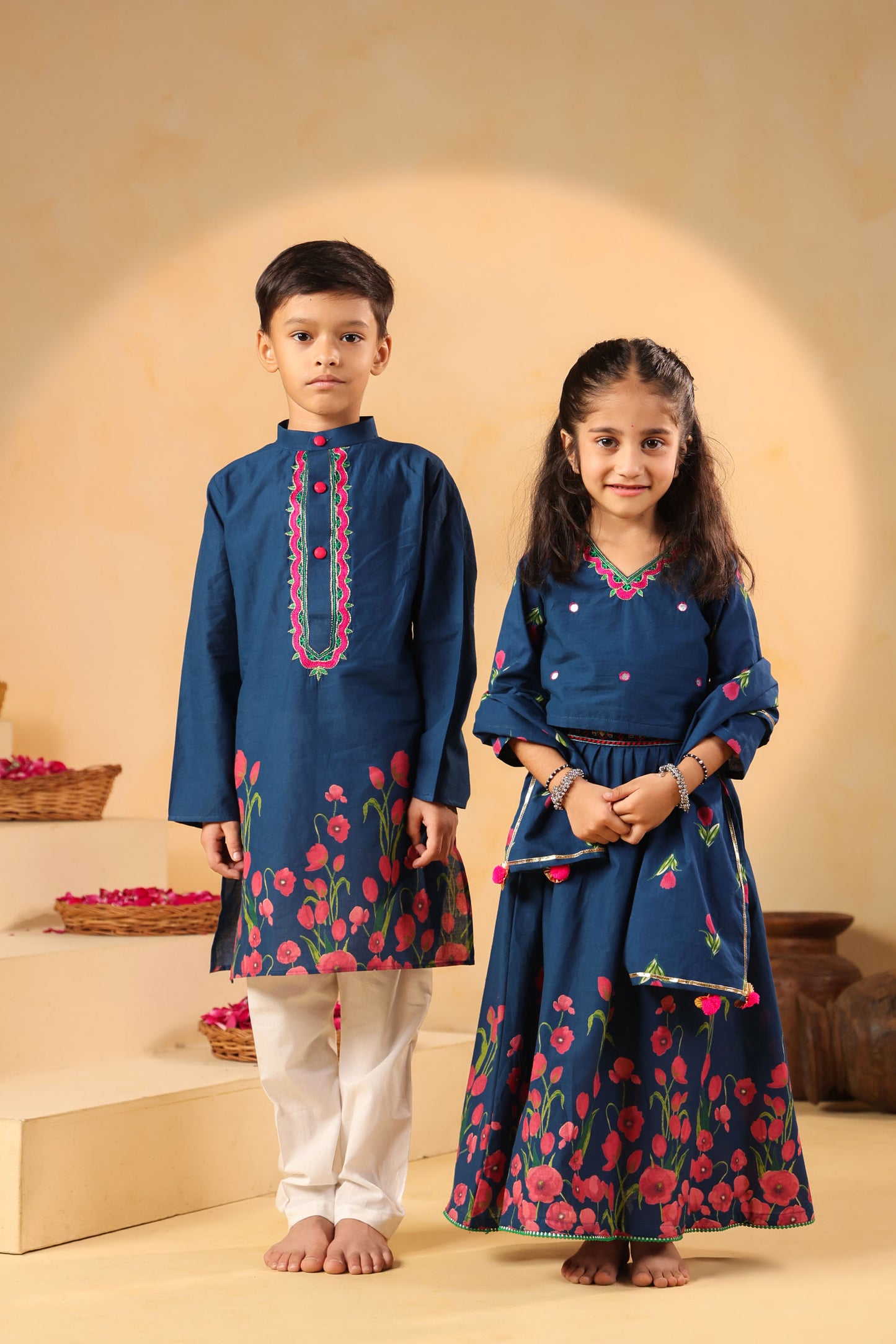 BOY 2 PC GULABO KURTA SET - TEAL BLUE