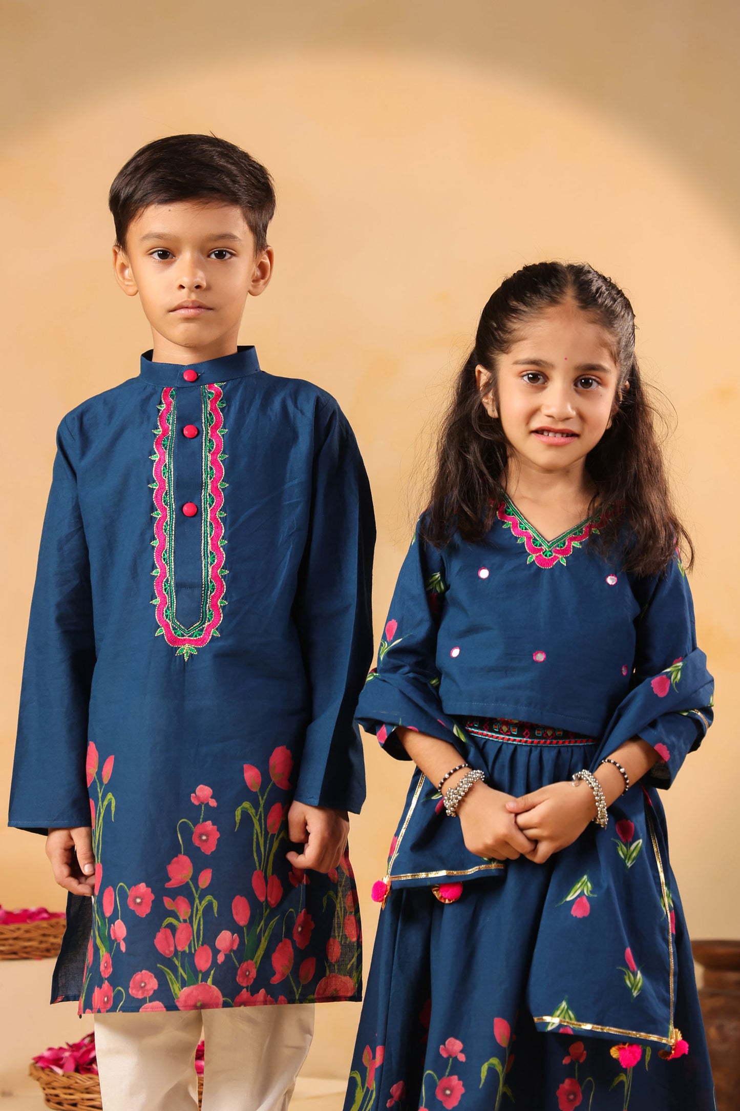 BOY 2 PC GULABO KURTA SET - TEAL BLUE