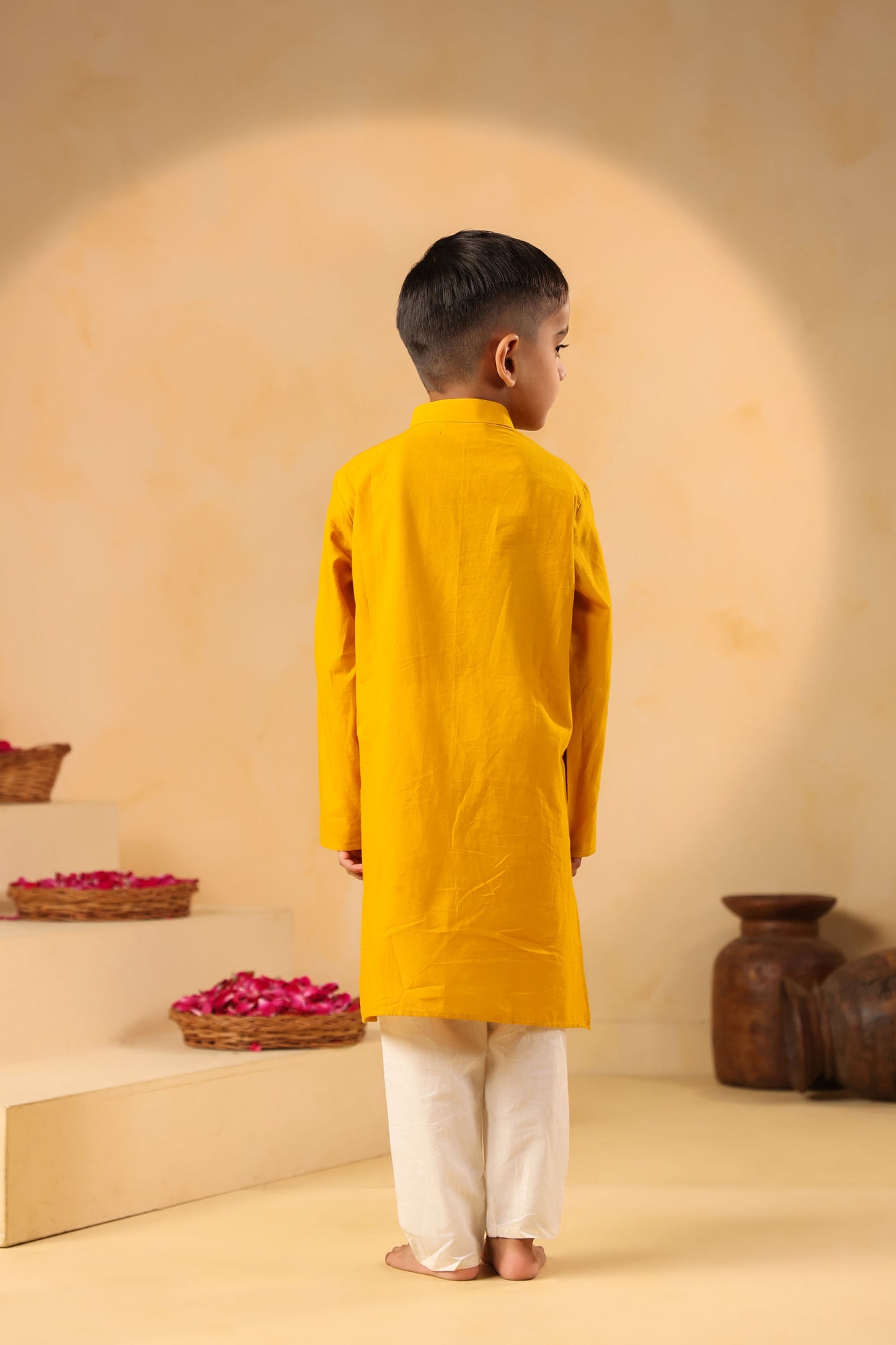 BOY 2 PC GULABO KURTA SET - MUSTARD YELLOW