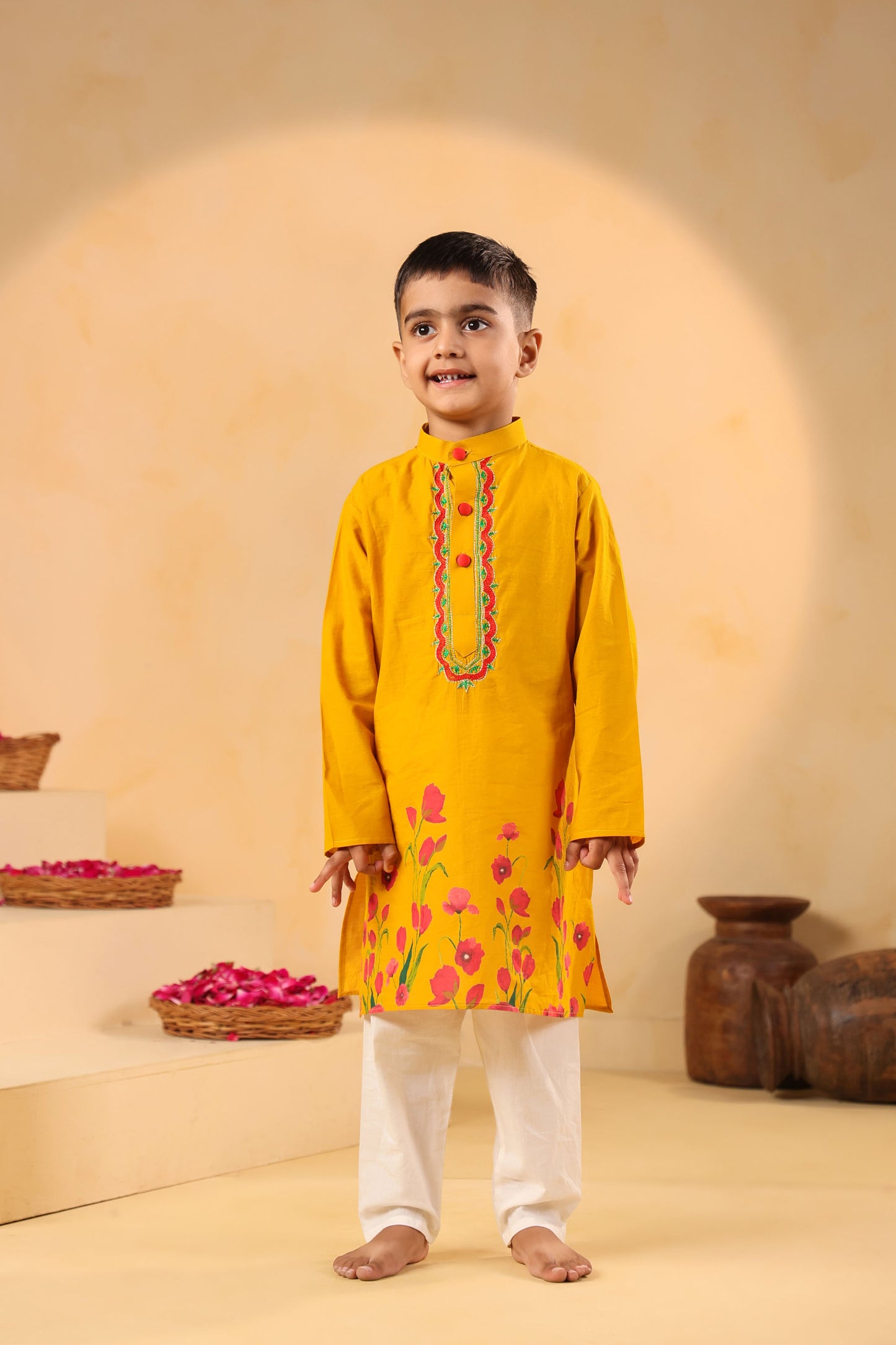 BOY 2 PC GULABO KURTA SET - MUSTARD YELLOW