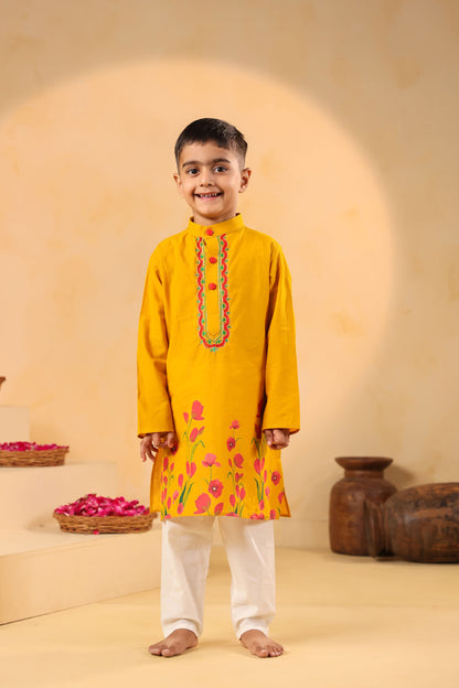 BOY 2 PC GULABO KURTA SET - MUSTARD YELLOW