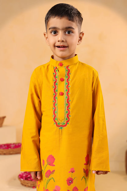 BOY 2 PC GULABO KURTA SET - MUSTARD YELLOW
