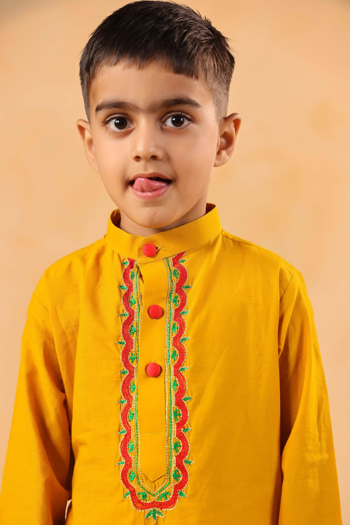 BOY 2 PC GULABO KURTA SET - MUSTARD YELLOW