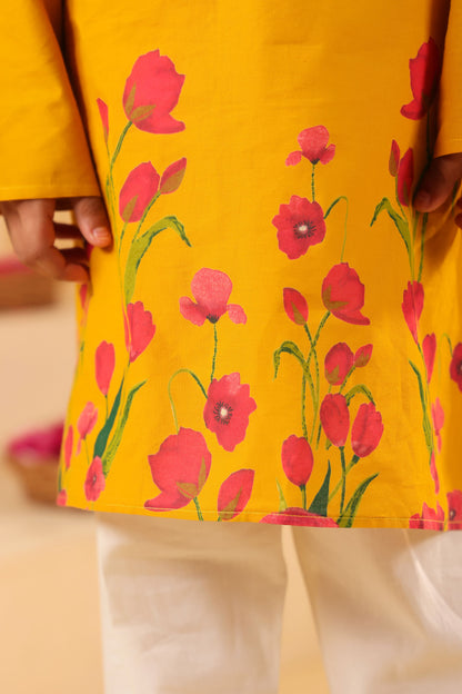 BOY 2 PC GULABO KURTA SET - MUSTARD YELLOW