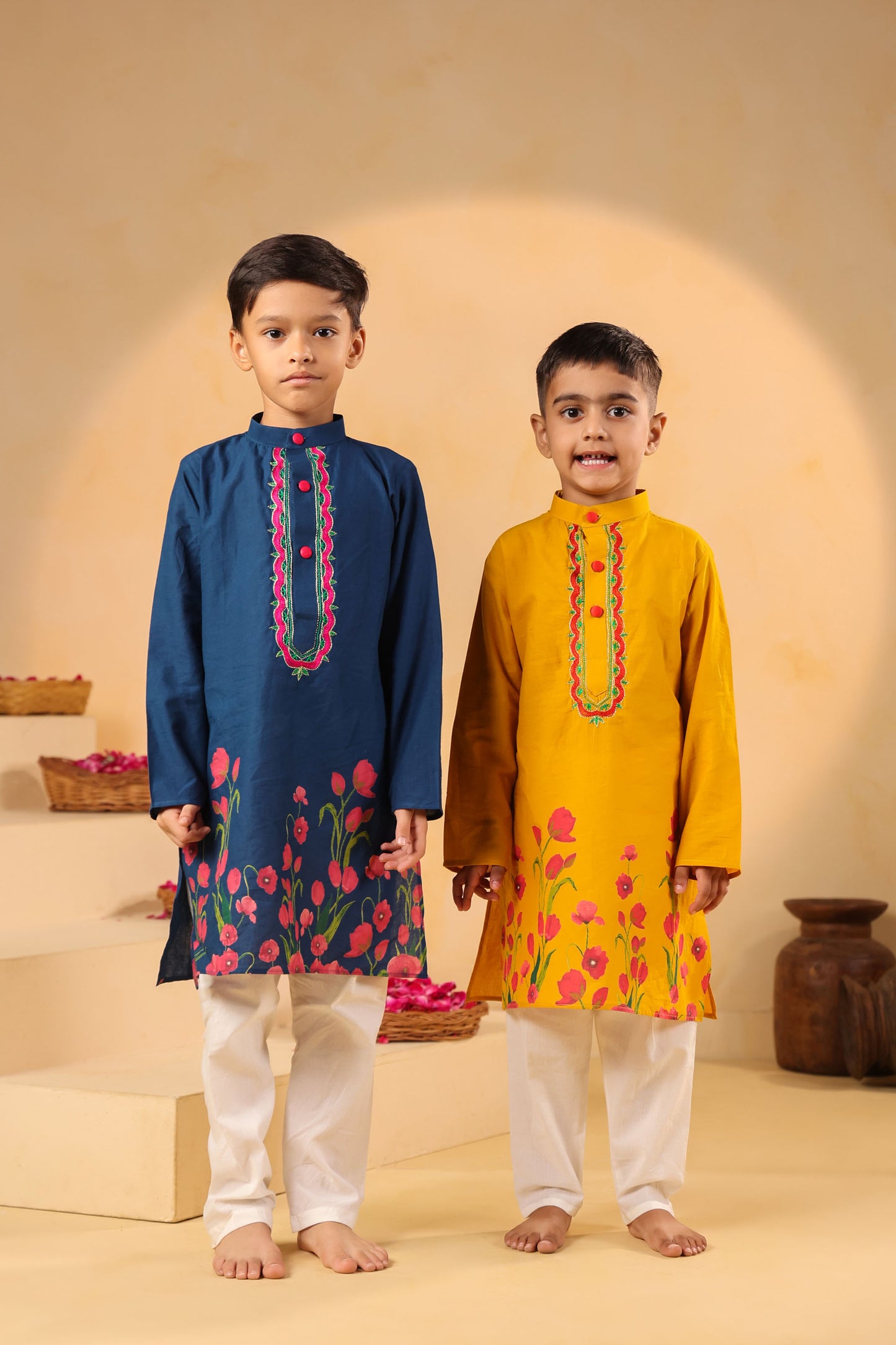 BOY 2 PC GULABO KURTA SET - MUSTARD YELLOW