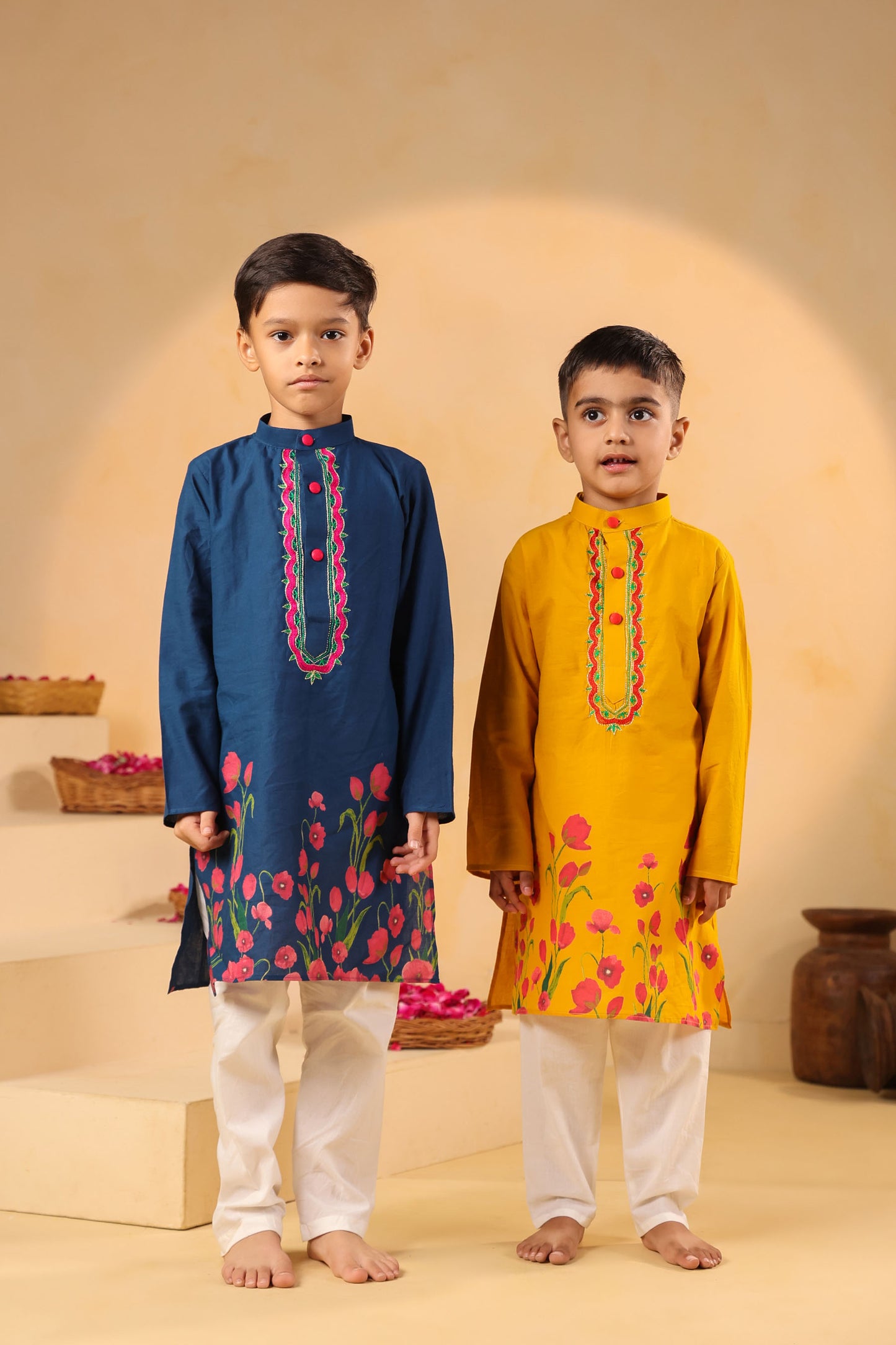 BOY 2 PC GULABO KURTA SET - TEAL BLUE