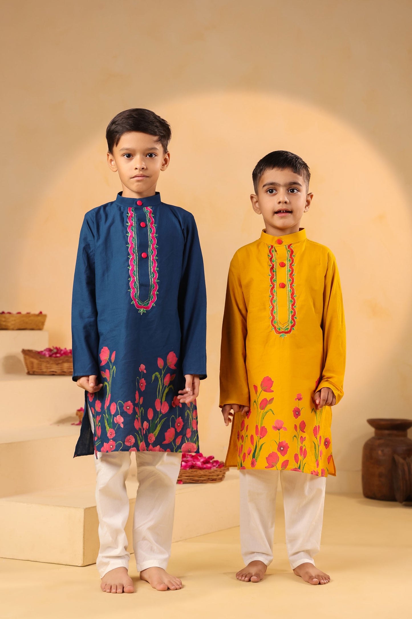 BOY 2 PC GULABO KURTA SET - MUSTARD YELLOW