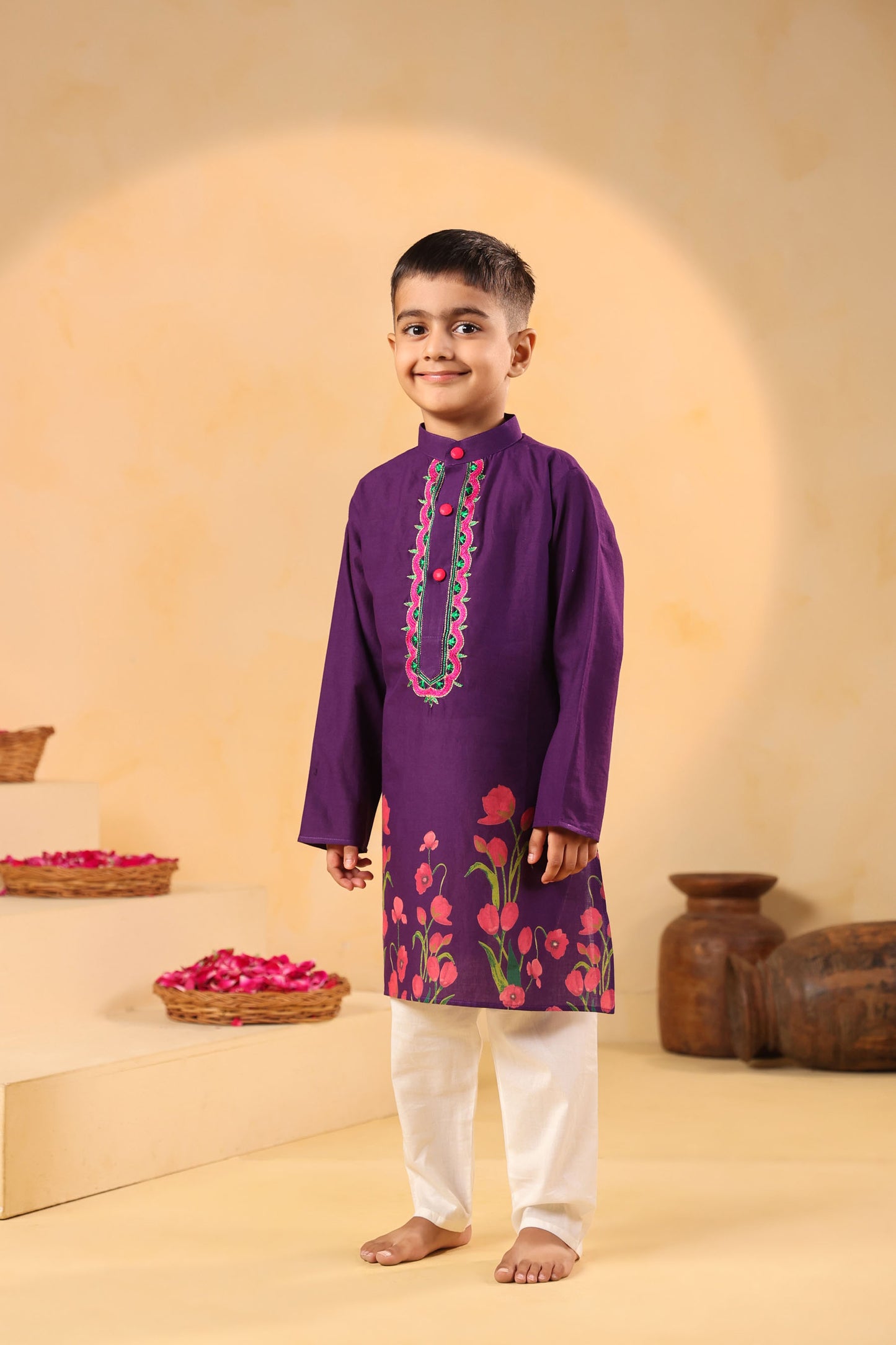 BOY 2 PC GULABO KURTA SET - PURPLE