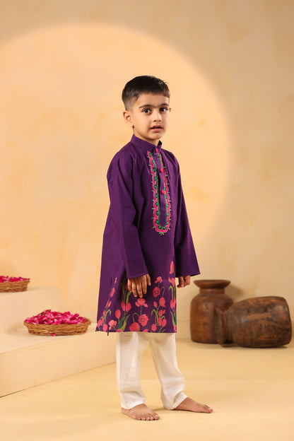 BOY 2 PC GULABO KURTA SET - PURPLE