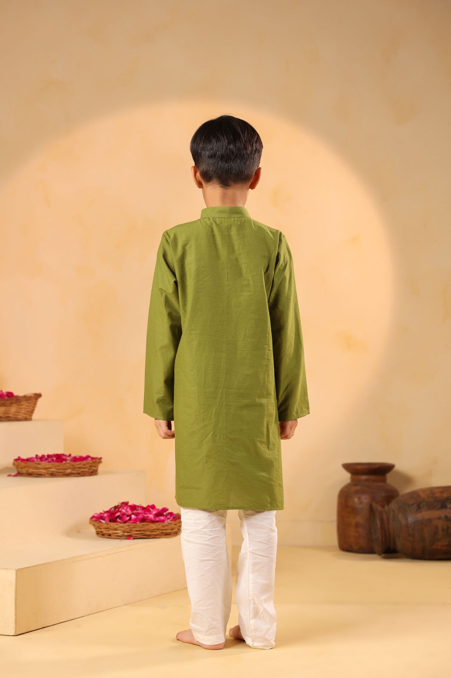 BOY 2 PC GULABO KURTA SET - MEHANDI GREEN