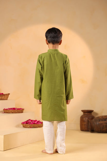 BOY 2 PC GULABO KURTA SET - MEHANDI GREEN