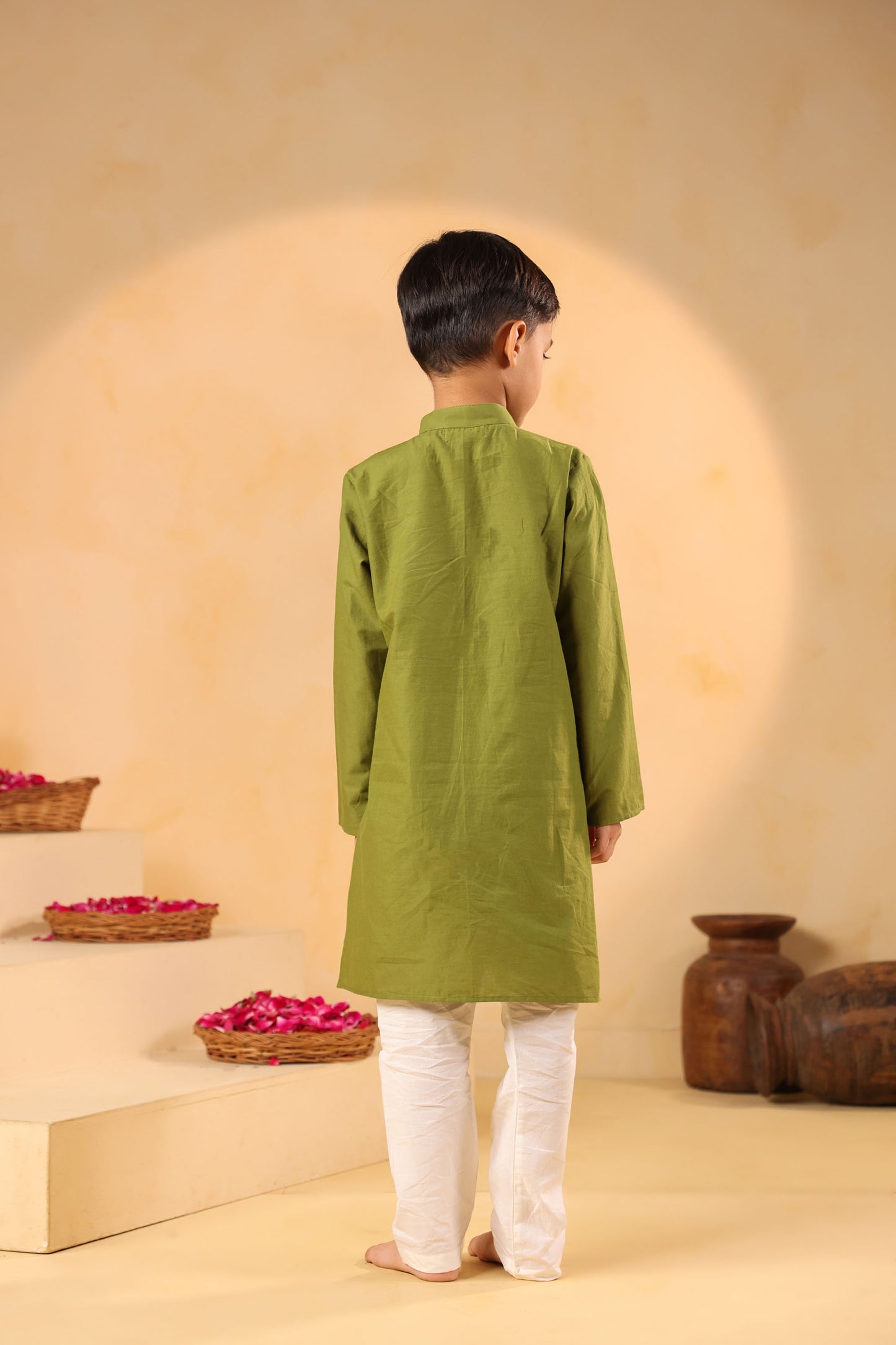 BOY 2 PC GULABO KURTA SET - MEHANDI GREEN