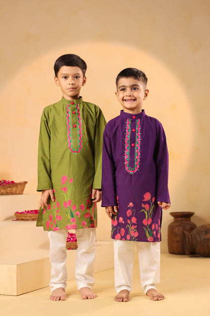 BOY 2 PC GULABO KURTA SET - PURPLE
