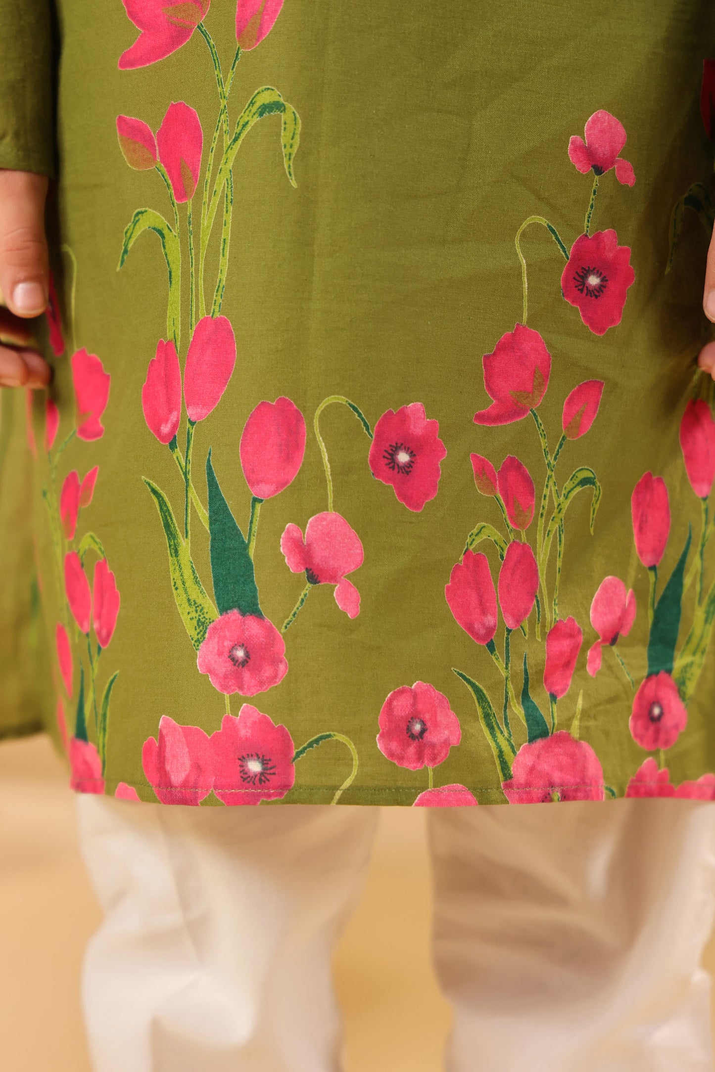 BOY 2 PC GULABO KURTA SET - MEHANDI GREEN