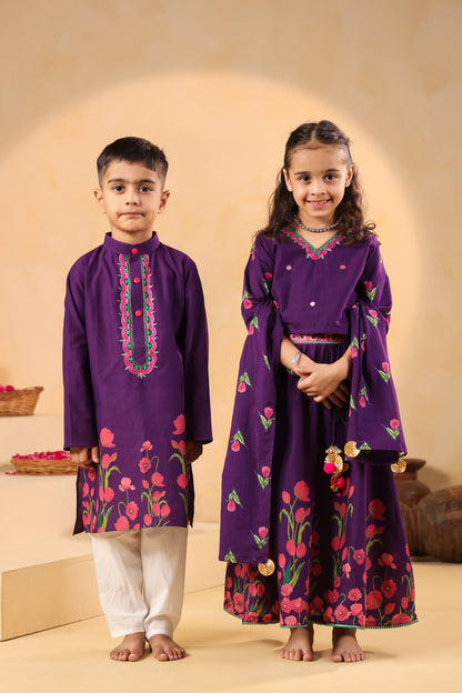 BOY 2 PC GULABO KURTA SET - PURPLE