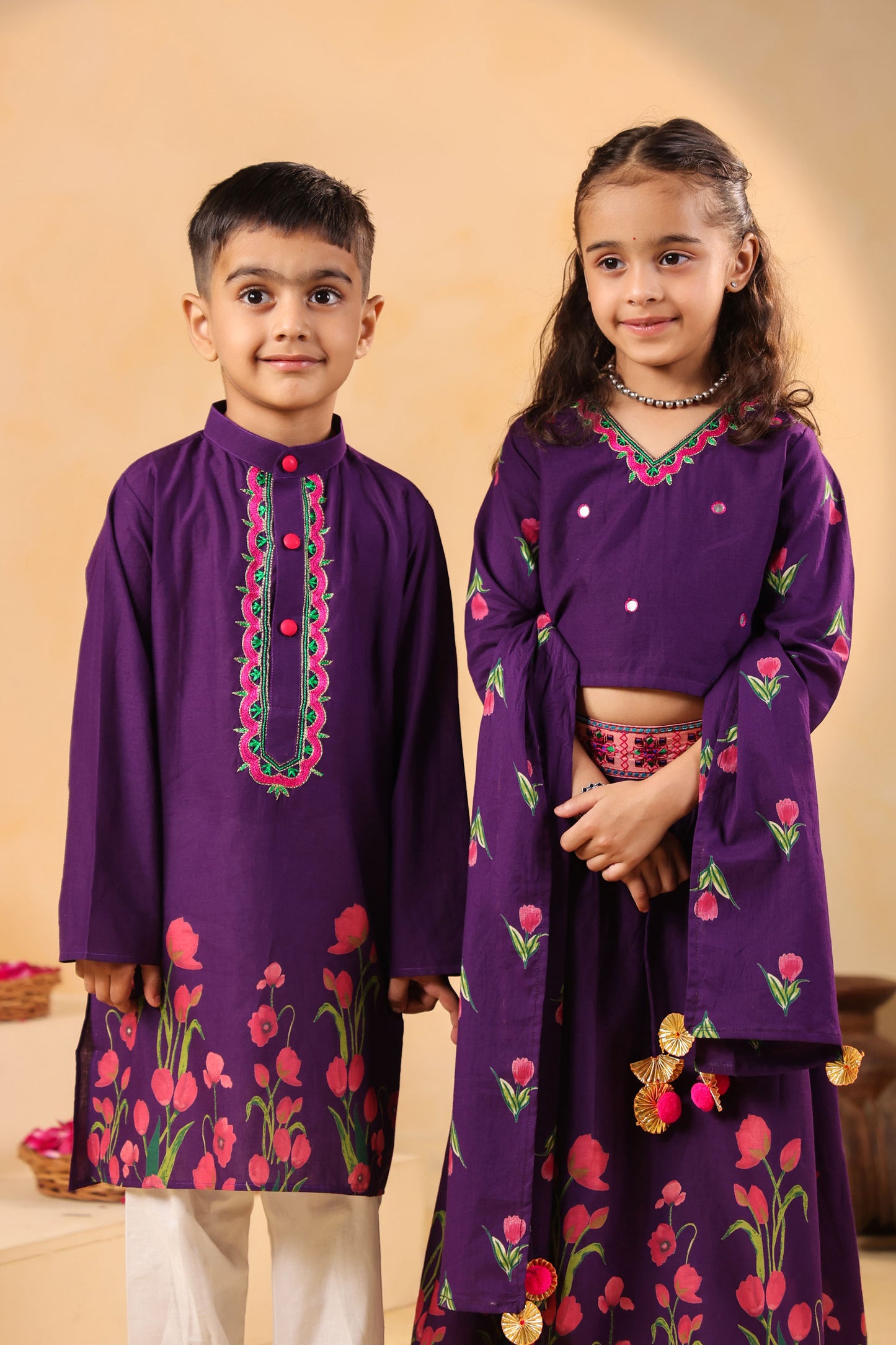 BOY 2 PC GULABO KURTA SET - PURPLE