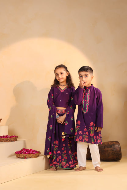 BOY 2 PC GULABO KURTA SET - PURPLE