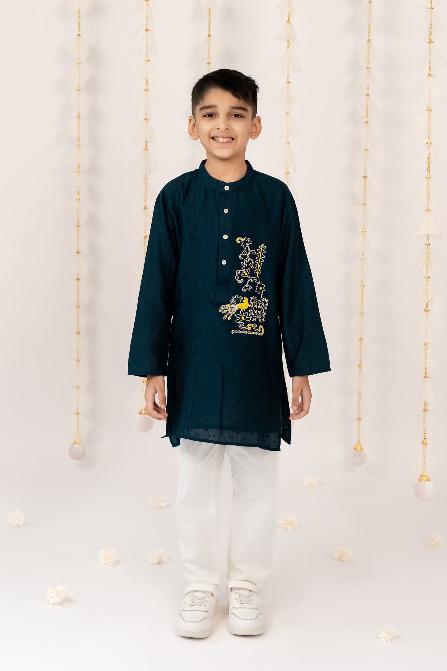 Peacock Glory Threaded Kurta Set